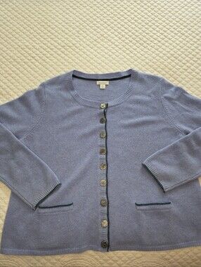Sundance Periwinkle Extrafine Merino Wool Cardigan Button Up Size XL